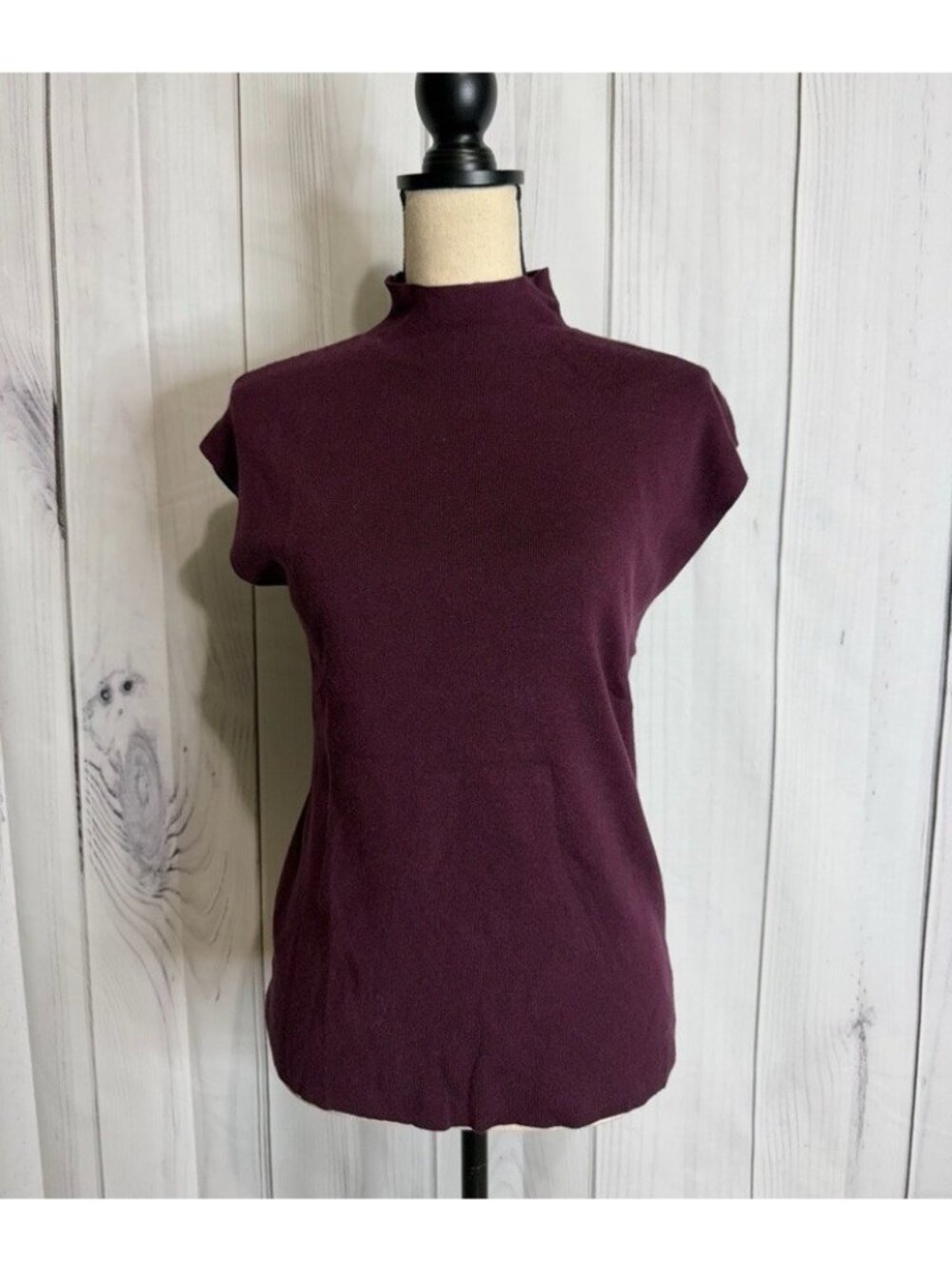 Ann Taylor Mock Neck Top Womens Size PL Petite Purple Sleeveless Capsule